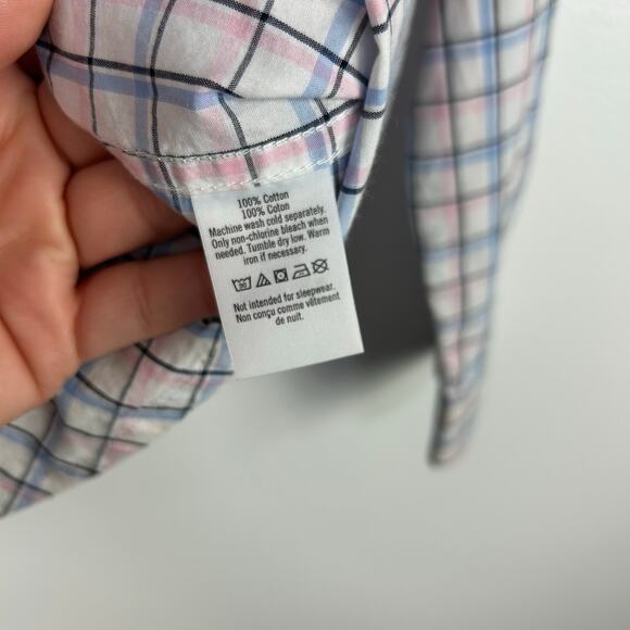 Janie and Jack Blue Pink Plaid Button Front Shirt Long Sleeved Boys Size 8 - Picture 4 of 6